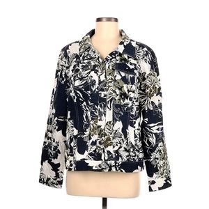 Christopher & Banks White/ Blue Cotton Jacket, Sz small,